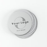 Logotyp på Grått   Black Text Company Business Underlägg Papper Rund<br><div class="desc">Hållbar och absorberande Logotyp Papper Underlägg med en enkel minimidesign som är tillgänglig i många färg för kostym din varumärke. Lägg till logotyp och text.</div>