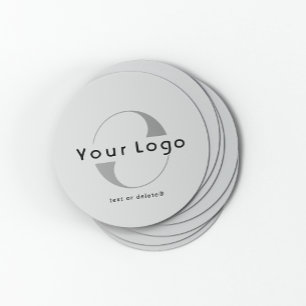 Logotyp på Grått + Black Text Company Business Underlägg Papper Rund