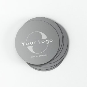Logotyp på Grått + White Text Company Business Underlägg Papper Rund
