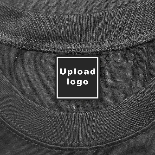 Logotyp på Järn på svarta torget på etikett (Black square iron on label with your business logo)