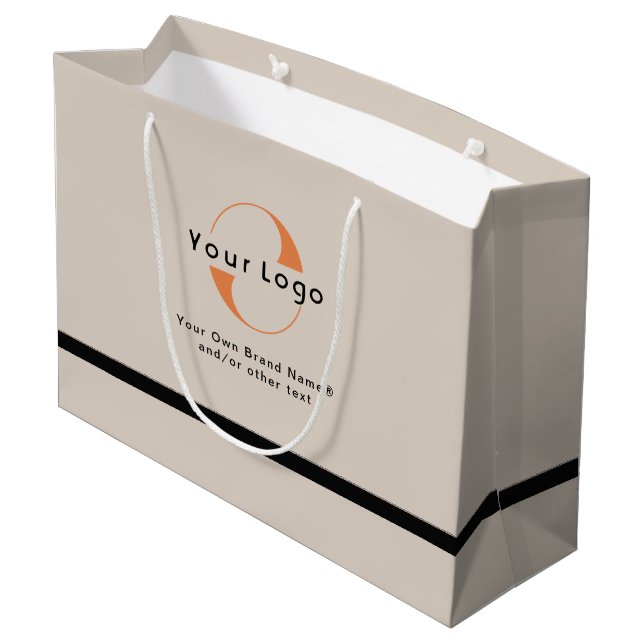 Logotyp på Ljus Tan + Svart Text Företag Business  (Baksidan Vinklad)