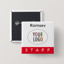 Logotyp på Red Staff Pin Back Namn Badge Square Knapp