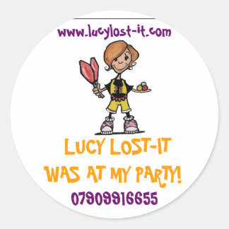 logotyp pågår, LUCY BORTTAPPAD-ITWAS PÅ MY PARTY!. Runt Klistermärke