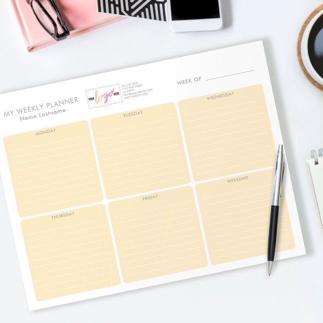 Logotyp Pastel Orange enkel odaterad veckoplanerin Anteckningsblock (Skapare uppladdad)