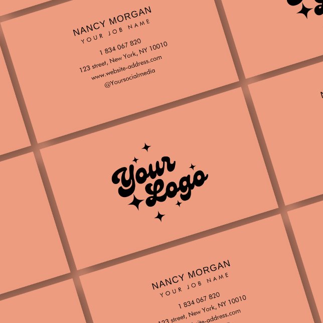 Logotyp Peach Rosa Affärskort Visitkort (Skapare uppladdad)
