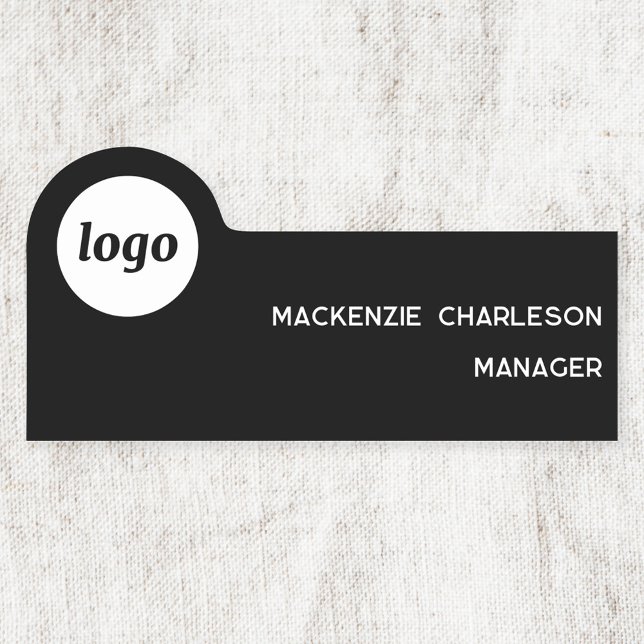 Logotyp Personal Magnetic eller Pin Namn bricka Namnbricka (Simple logo with custom text business branding promotional staff employee name tag)