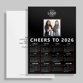 Logotyp Photo Black Sleek Calendar 2026 Business Julkort