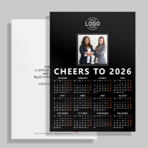 Logotyp Photo Black Sleek Calendar 2026 Business Julkort