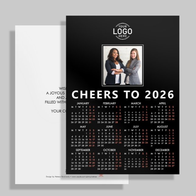 Logotyp Photo Black Sleek Calendar 2026 Business Julkort (Skapare uppladdad)