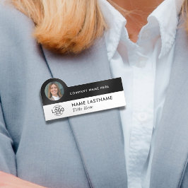 Logotyp Photo ID Modern Black White Business Compa Namnbricka