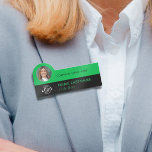 Logotyp Photo ID Modern Grönt Black Business Compa Namnbricka