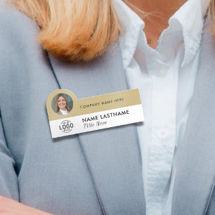 Logotyp Photo ID Modern Guld Professionell Busines Namnbricka