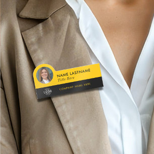Logotyp Photo ID Modern Gult Black Business Compan Namnbricka