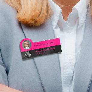 Logotyp Photo ID Modern Shock rosa Black Business  Namnbricka