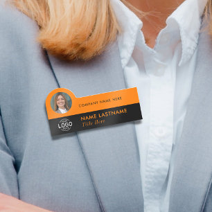 Logotyp Photo ID Orange Black Business Company Tit Namnbricka