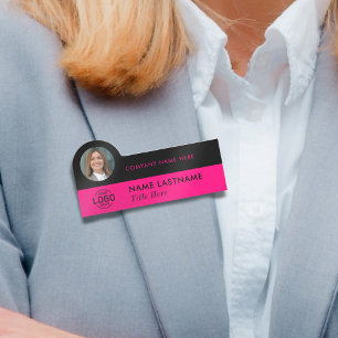 Logotyp Photo ID Snyggt Magenta Rosa Black Busines Namnbricka