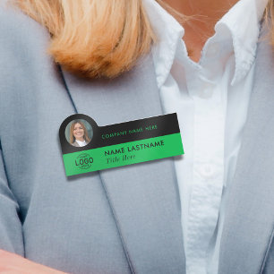Logotyp Photo ID Snyggt Simple Grönt Black Busines Namnbricka