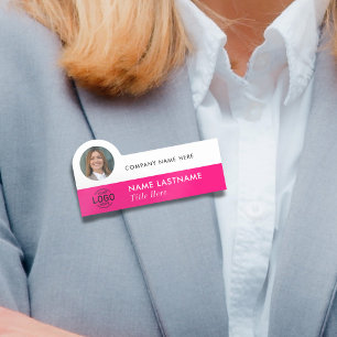 Logotyp Photo ID Snyggt Simple Magenta Rosa Busine Namnbricka