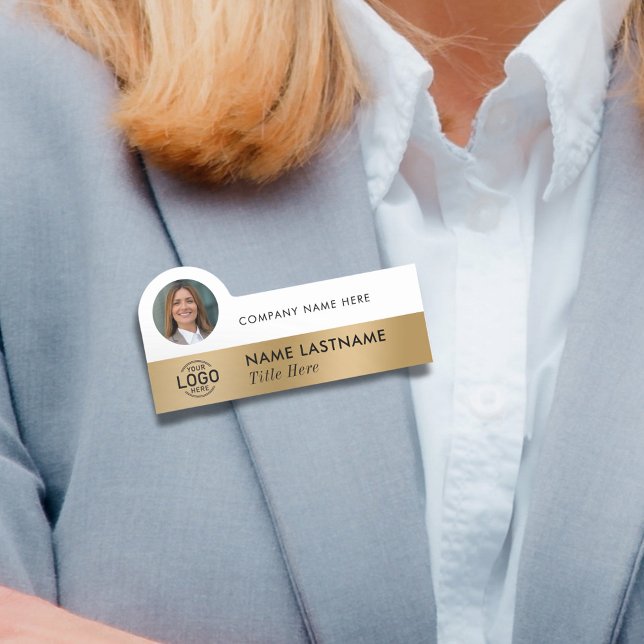 Logotyp Photo Professionell Faux Guld Business Namnbricka (Skapare uppladdad)