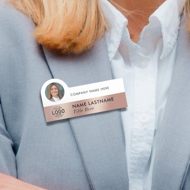 Logotyp Photo Professionell Faux Ro Guld Clean Whi Namnbricka (Skapare uppladdad)