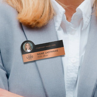 Logotyp Photo Professionell Sleek Faux Copper Blac Namnbricka
