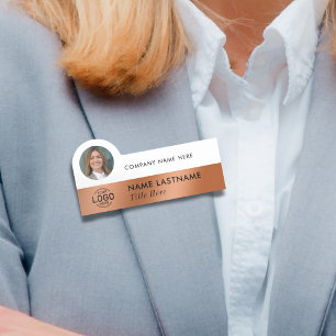Logotyp Photo Professionell Sleek Faux Copper Whit Namnbricka