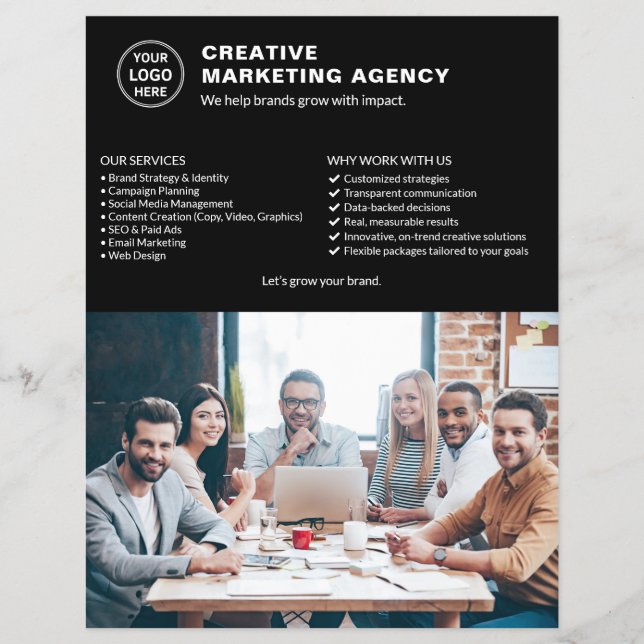 Logotyp Photo QR Black Marknadsföring Kreativ Busi Reklamblad (Framsidan)