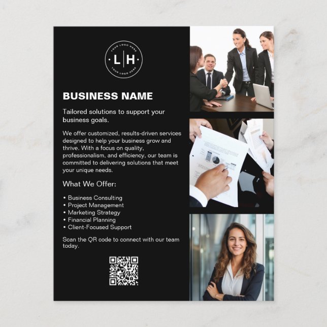 Logotyp Photo QR Black Professionell Business Flygblad (Framsidan)