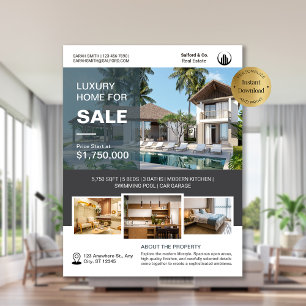 Logotyp Photo Real Gods House for Sale Template Reklamblad