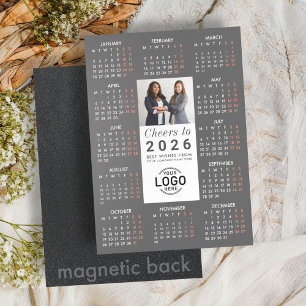 Logotyp Photo Sleek Grått Calendar 2026 Magnetic C Magnetisk Inbjudningskort
