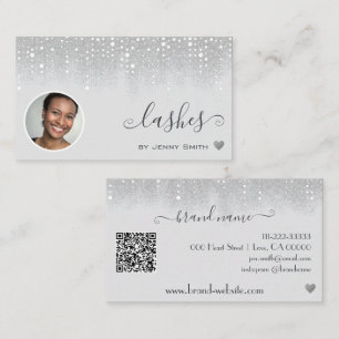 Logotyp Photo Template Söt Silver Glitter Rain Visitkort