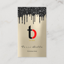 Logotyp Professionell Black Drip Glitter Consultin Visitkort