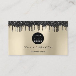 Logotyp Professionell Black Drip Glitter Consultin Visitkort