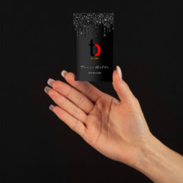 Logotyp Professionell Black Drip Glitter Eyelash G Visitkort