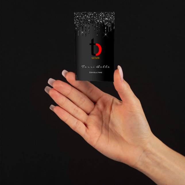 Logotyp Professionell Black Drip Glitter Eyelash G Visitkort (Skapare uppladdad)