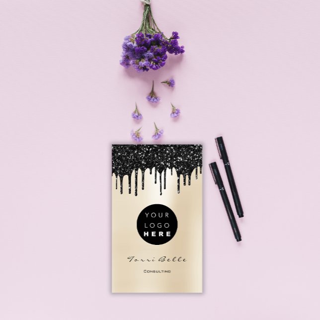 Logotyp Professionell Black Drip Parly Consulting Visitkort (Logo Professional Black Drip Pearly Consulting Business Card)