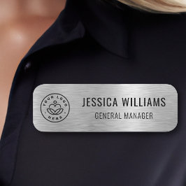 Logotyp Professionell Faux Silver Namnbricka