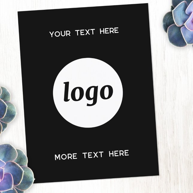 Logotyp Promotive Business Black Vykort (Logo with custom text business promotional postcard)