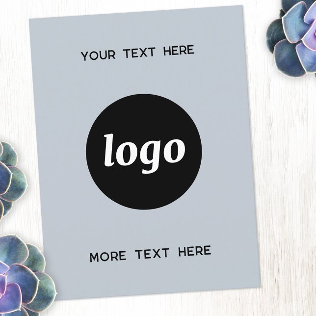 Logotyp Promotive Business Powder Blue Vykort (Logo with custom text light dusty powder blue business promotional branded postcard)
