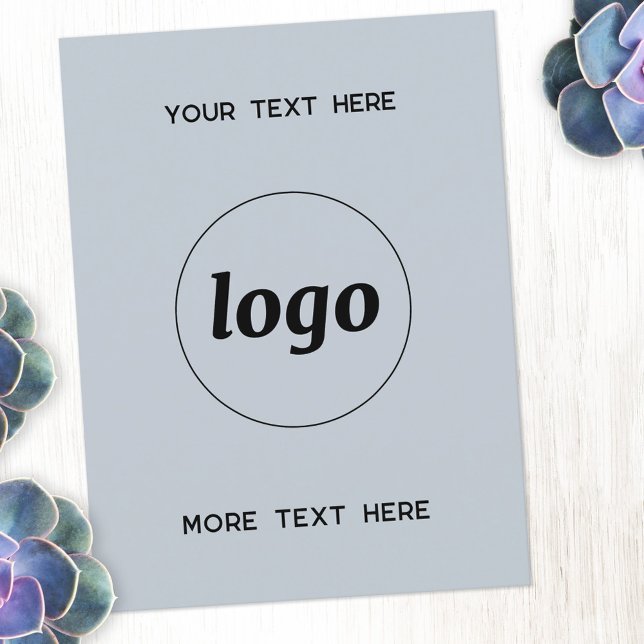 Logotyp Promotive Business Powder Blue Vykort (Logo with custom text light dusty powder blue business promotional branded postcard)