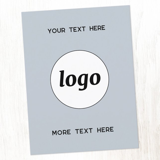 Logotyp Promotive Business Powder Blue Vykort (Logo and custom text professional business promotional postcard)