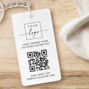 Logotyp QR-anpassningsbar, vit eller färg Nyckelring