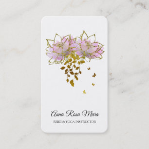 *~* Logotyp QR AP32 Rosa Lotus Butterfly Flower Ze Visitkort