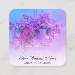 * Logotyp QR Blommigt Flower Hanging NEON Petunia Fyrkantigt Visitkort