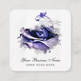 *~* Logotyp QR Blue Lavender Ro Blommigt Flower Fyrkantigt Visitkort