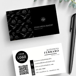 Logotyp QR Code Black White Bakery Visitkort