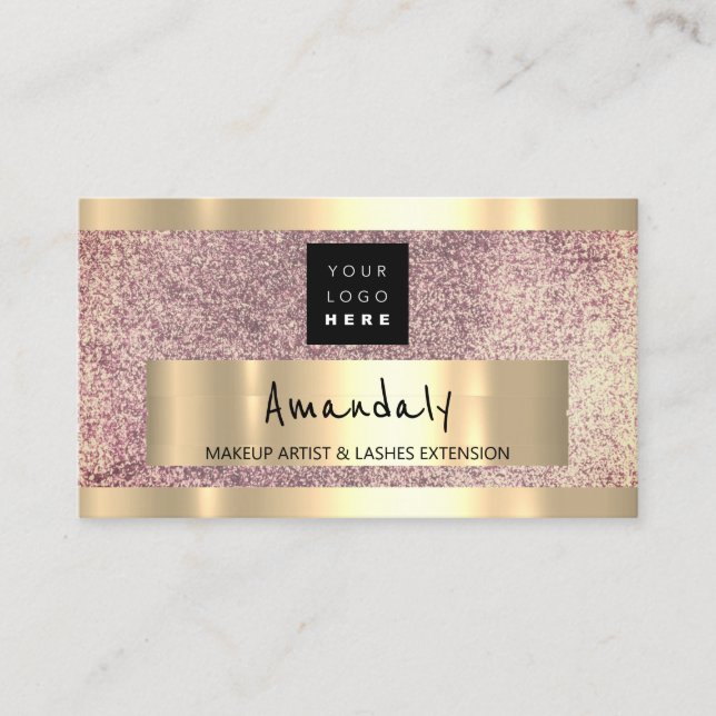 Logotyp QR CODE Logotyp Lila Glitter Visitkort (Framsida)