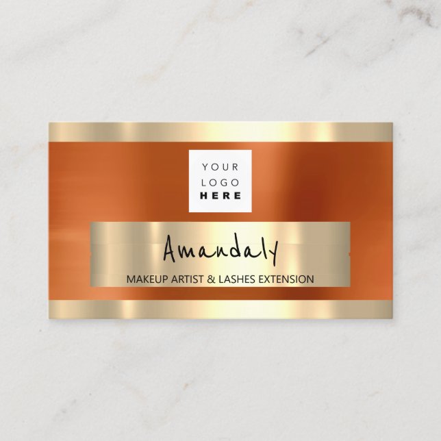 Logotyp QR CODE Logotyp Metallisk Orange Visitkort (Framsida)