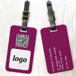 Logotyp QR Code Magenta Rosa Business Promoting Bagagebricka<br><div class="desc">Enkel logotyp och QR-koddesign för ditt företag. Ersätt logotyp-,  QR-måladress-URL:en och namn och adress-informationen med din egen - eller lämna den tomma baksidan. Ändra bakgrunden färg i designen verktyg för att anpassa. Perfekt för att vara en marknadsföringspost till ge för kunder,  kunder och anställda,  samt för affärsresor och affärsutställningar.</div>