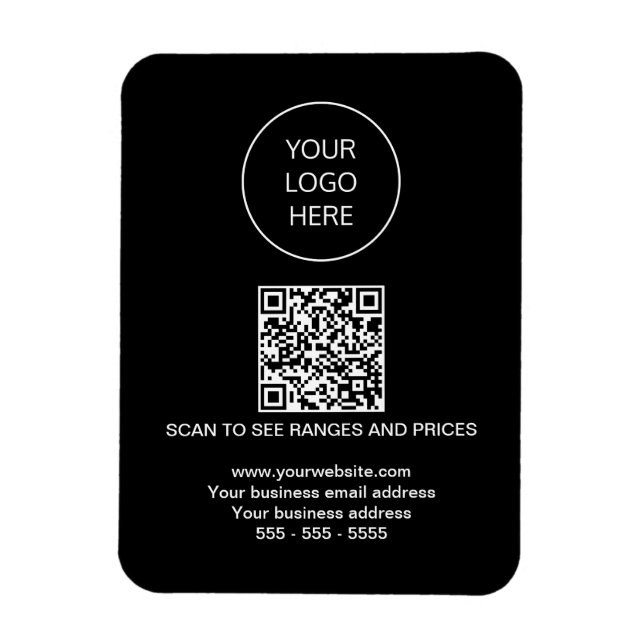 Logotyp QR Code Modern Black Magnet (Vertikal)